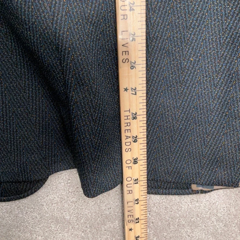 B Bonds Blazer Men 39R Blue Herringbone Two Button 70s Wide Lapel Polyester VTG‎
